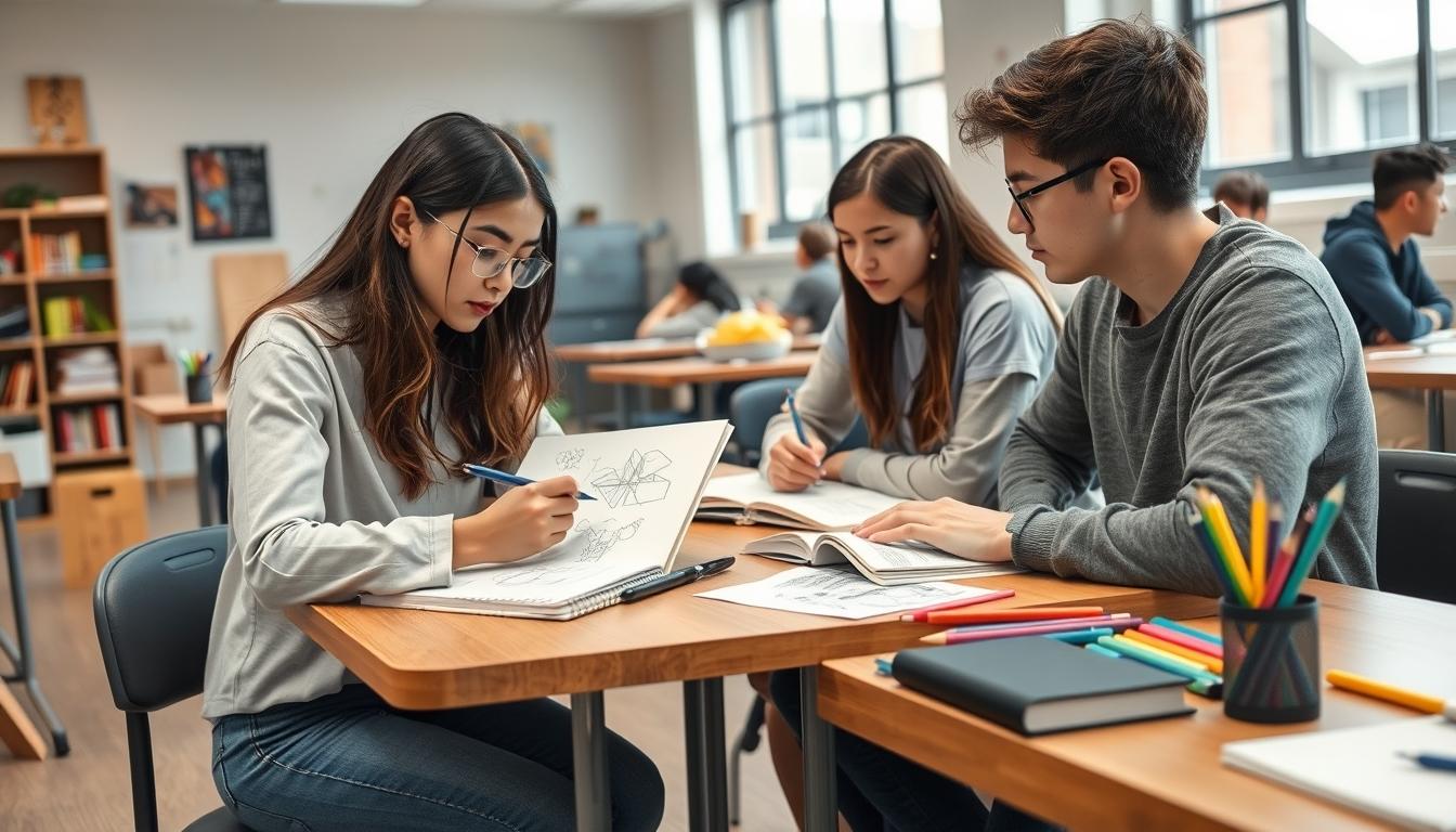 Students working in research laboratory